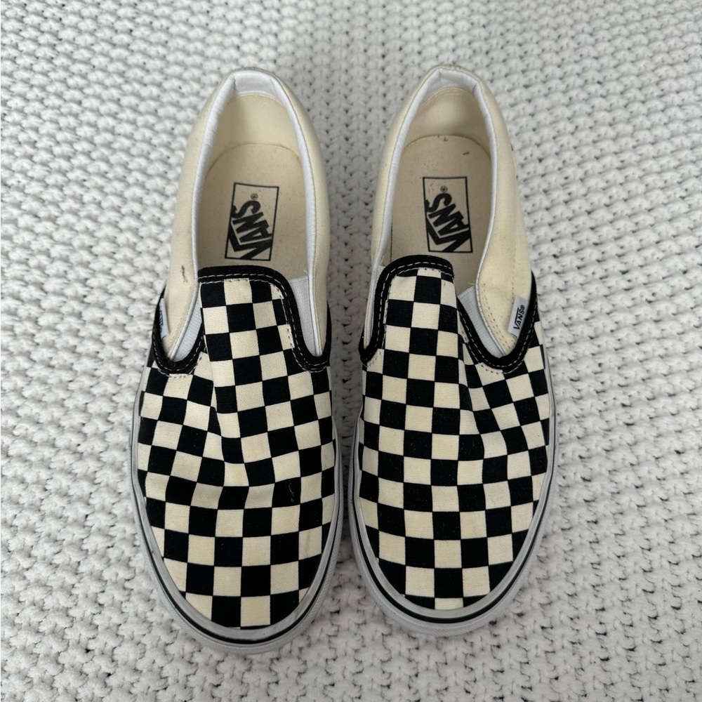 Checkered slip on vans